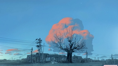 唯美治愈白云树