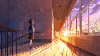 4k治愈晚霞教室