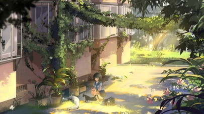 4K 清新夏日巷子里的少女和猫