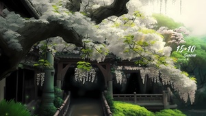 唯美槐花树下