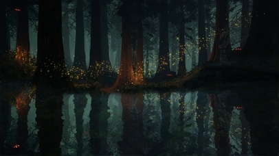 4K唯美治愈萤火动漫森林