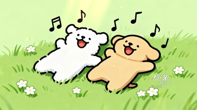 春日治愈线条小狗