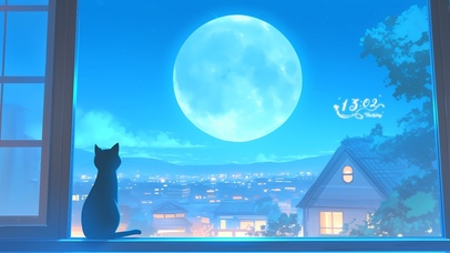 赏月的黑猫