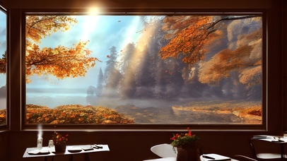 餐厅窗外的秋色