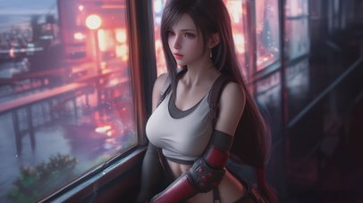 窗户边可爱都市女孩蒂法