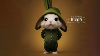 4K绿绿呆萌小兔子