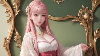 粉发无暇美少女