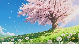 唯美的草原樱花