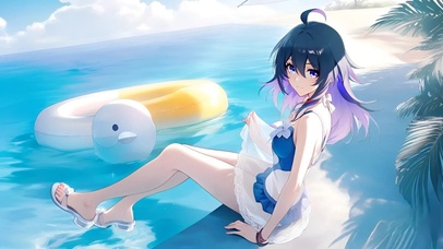 希儿-海边泳装少女
