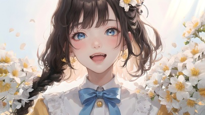 花丛里的少女
