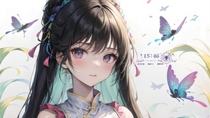 扑蝴蝶的少女