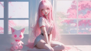 可爱粉毛女孩