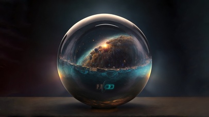 4K唯美治愈梦幻星云水晶球