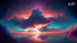 夕阳湖景