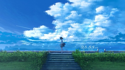 治愈唯美蓝天下的少女