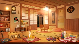 夜晚日式房间