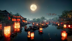 江南水乡夜灯