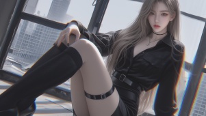 窗户边美女