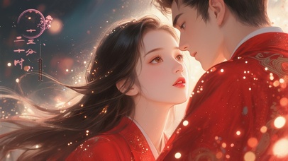 古风浪漫红装情侣