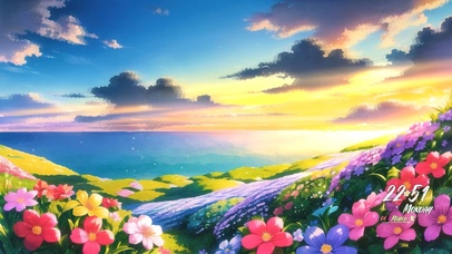 4K春天花海夕阳海岸