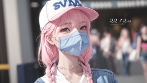 小清新夏日口罩女孩