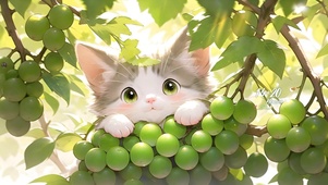 葡萄树上的猫咪