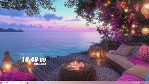 晚霞树木海景主题