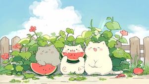 一起吃西瓜