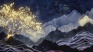 水墨鎏金插画