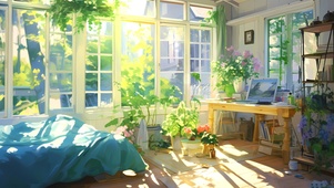 阳光绿植房间