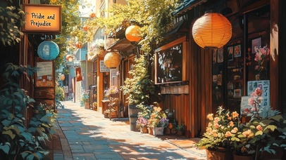 夏日午后静谧商店街道