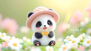 花丛里的熊猫崽崽