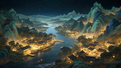 4K 唯美国风入夜盛世长安城