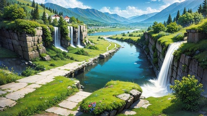 4K唯美治愈清新夏日河流乡间