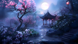 古风樱花夜景