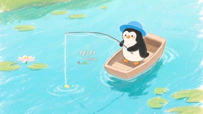 可爱垂钓企鹅