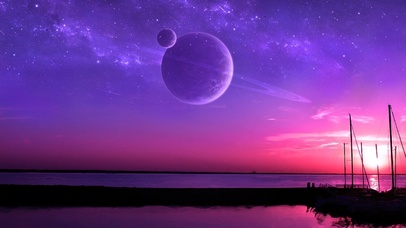 4K唯美梦幻星球流星天空晚霞