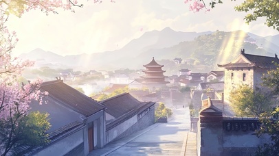 清晨里的云中古镇