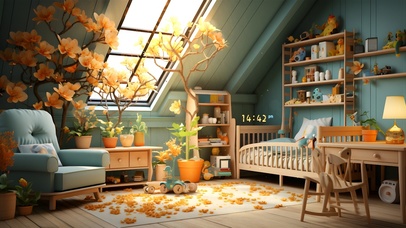 洒满阳光的温馨阁楼	