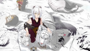 水墨风 白虎少女