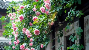 屋前的蔷薇花