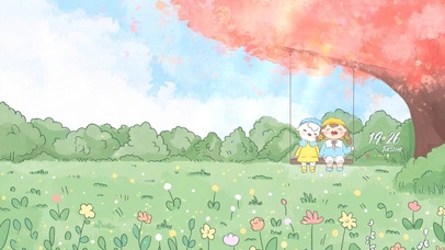 唯美治愈小可爱荡秋千