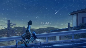 星空下晚归的女孩