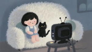 女孩与猫的休闲时光