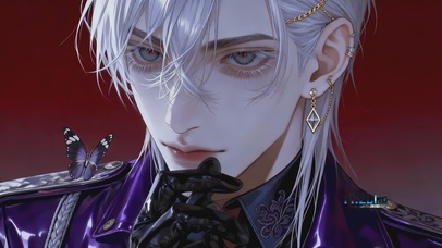 帅气紫衣银发帅哥