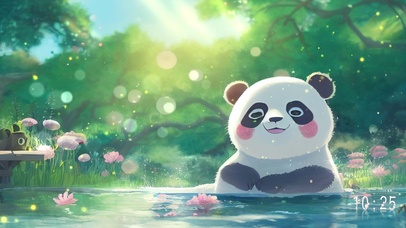 沐浴阳光的熊猫