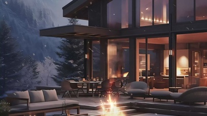 4K治愈冬季林中小屋