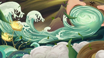 4k国潮风茶金菊花