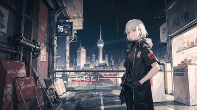 AI-雨夜阳台城市