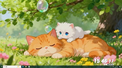 树下两只猫咪桌面主题